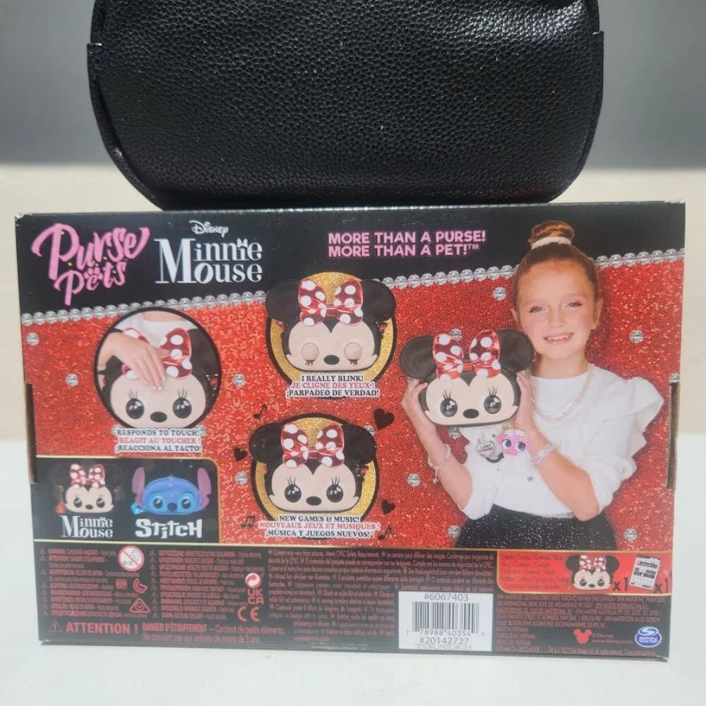 NEW Disney Minnie Mouse Purse Pets Interactive Toy Plush Shoulder Bag Crossbody